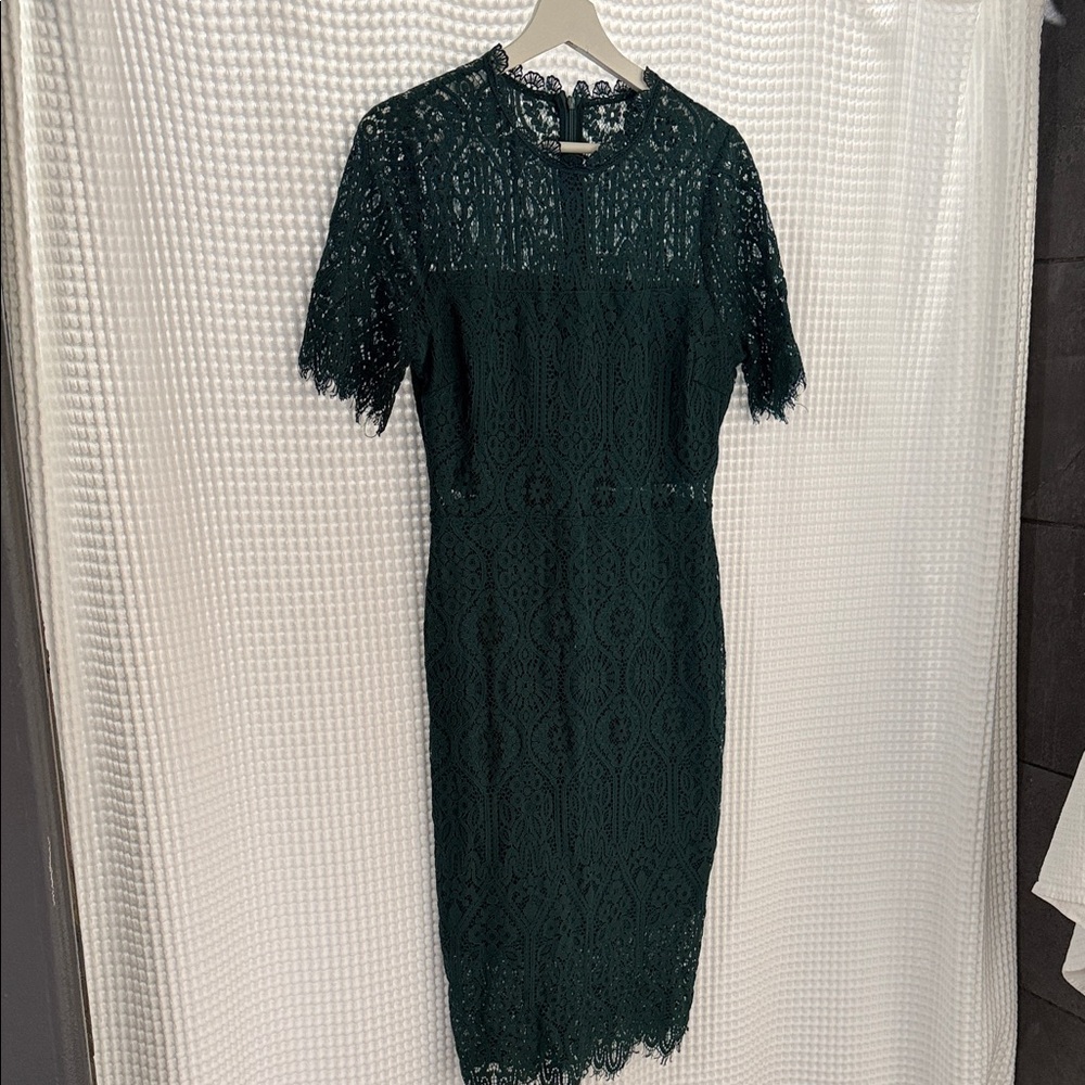 Lulu's Dark Green Lace Midi Dress